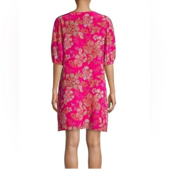 JOHNNY WAS JADE vesna dress tunic mini 100% silk pink multi floral boho S - Picture 4 of 10